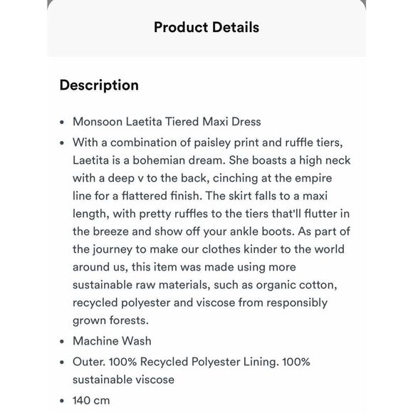 NWOT Monsoon Laetita Ruffle Tiered Maxi Dress - Picture 10 of 11